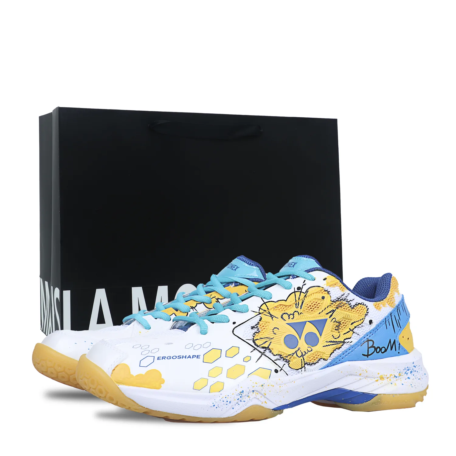 Кроссовки для бадминтона Power Cushion Abrasion Resistant Cushioning низкие унисекс YONEX, белый синий желтый