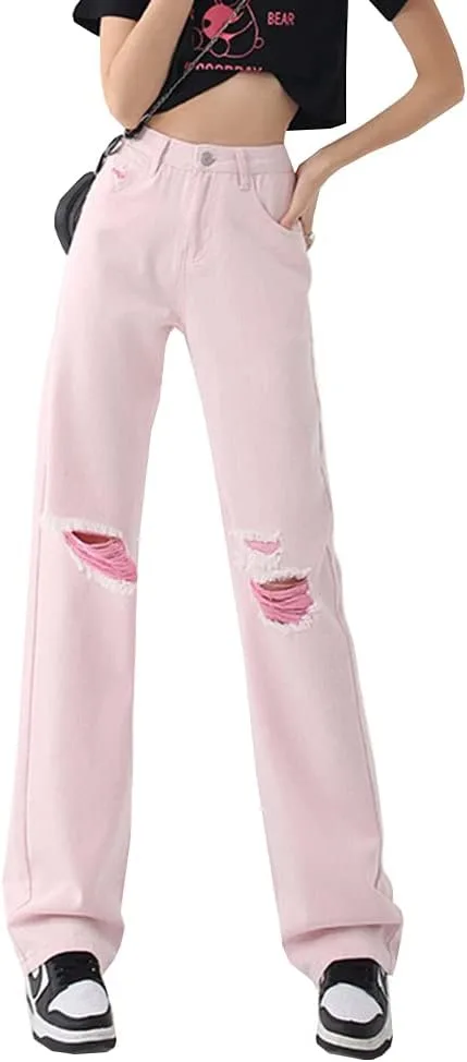 

Женские джинсы High Waist Ripped Straight Leg в стиле Y2K HBER