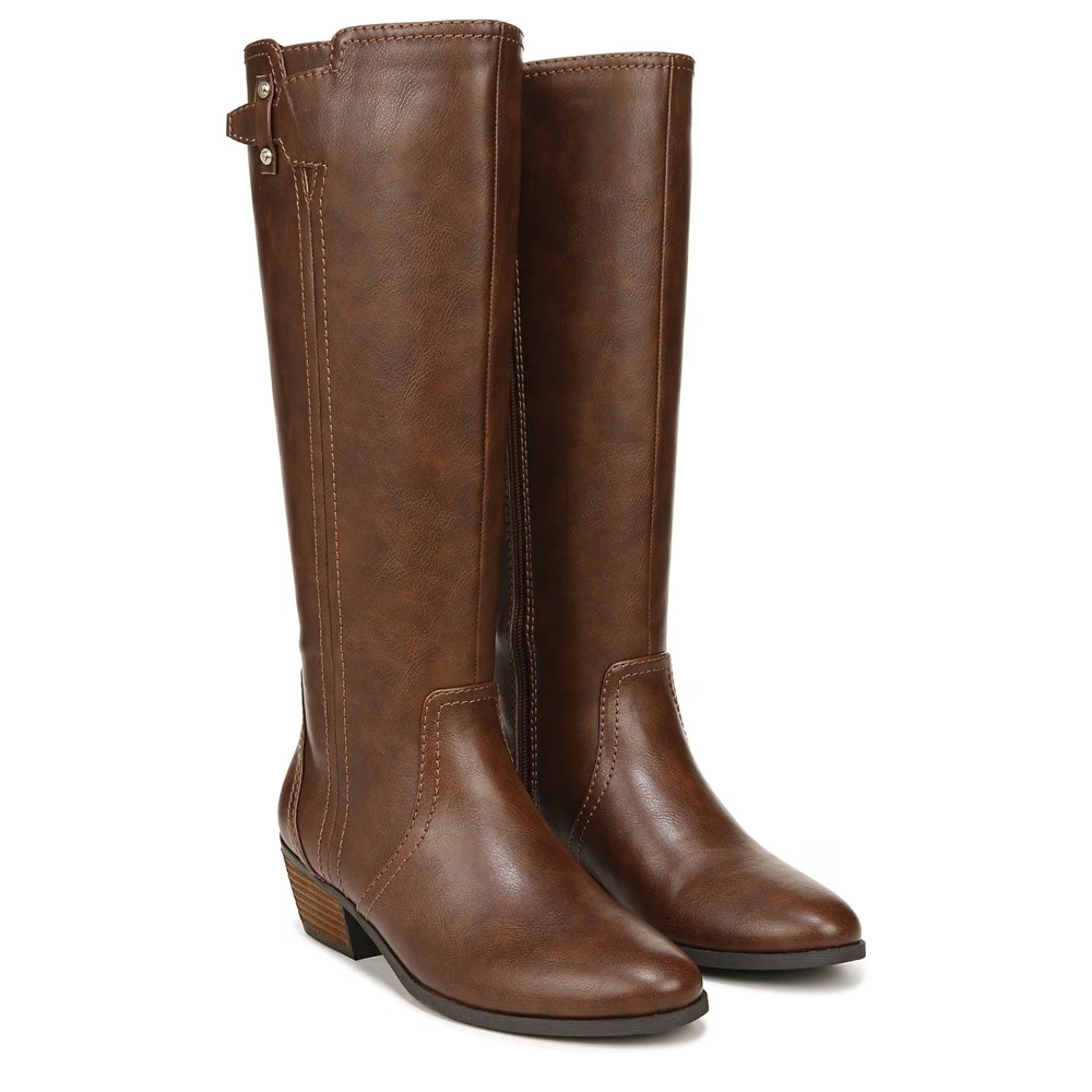 Высокие сапоги до колена на широкую икру Dr. Scholl'S, whiskey faux leather