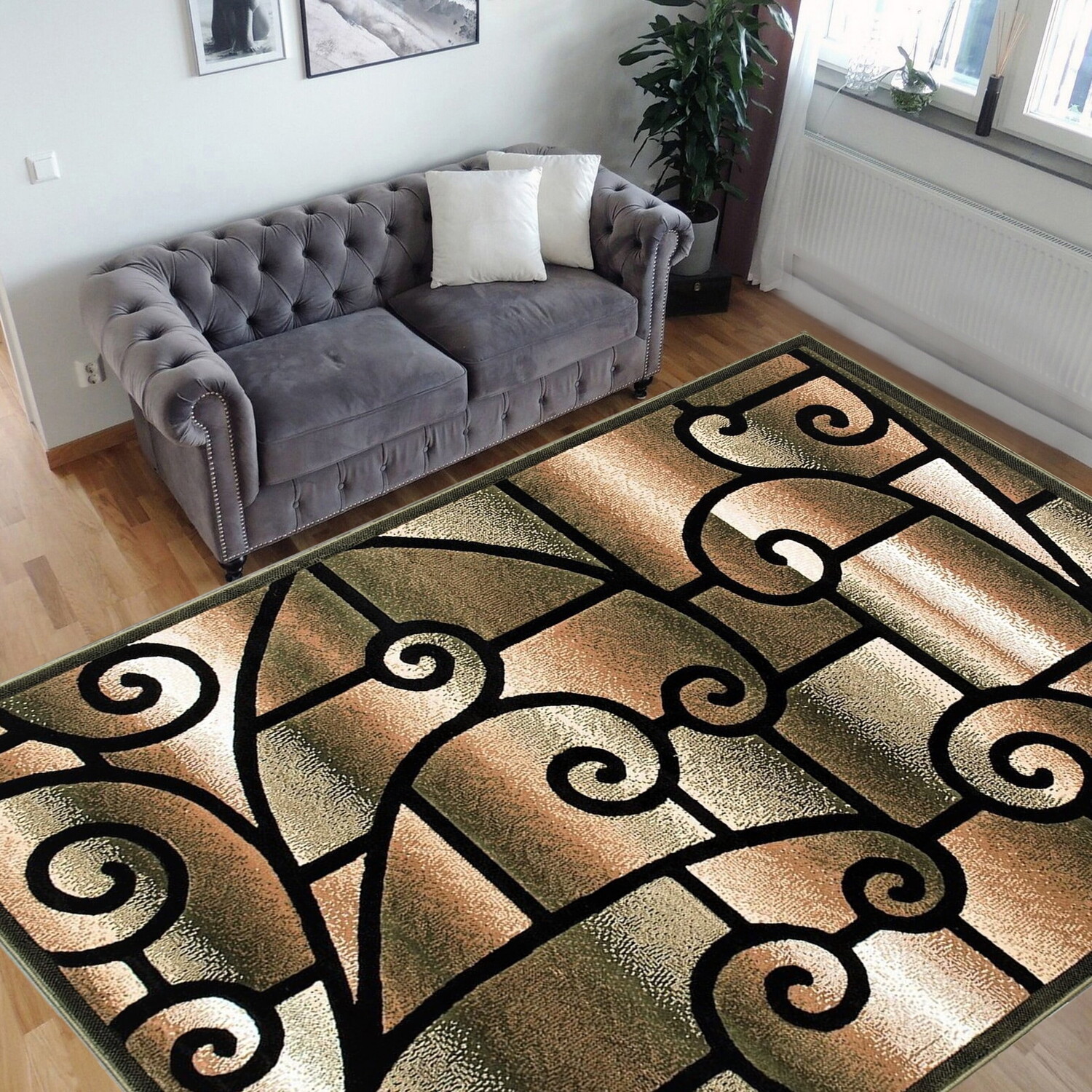 

Ковер с абстрактным рисунком Handcraft Rugs, бежево-зеленый