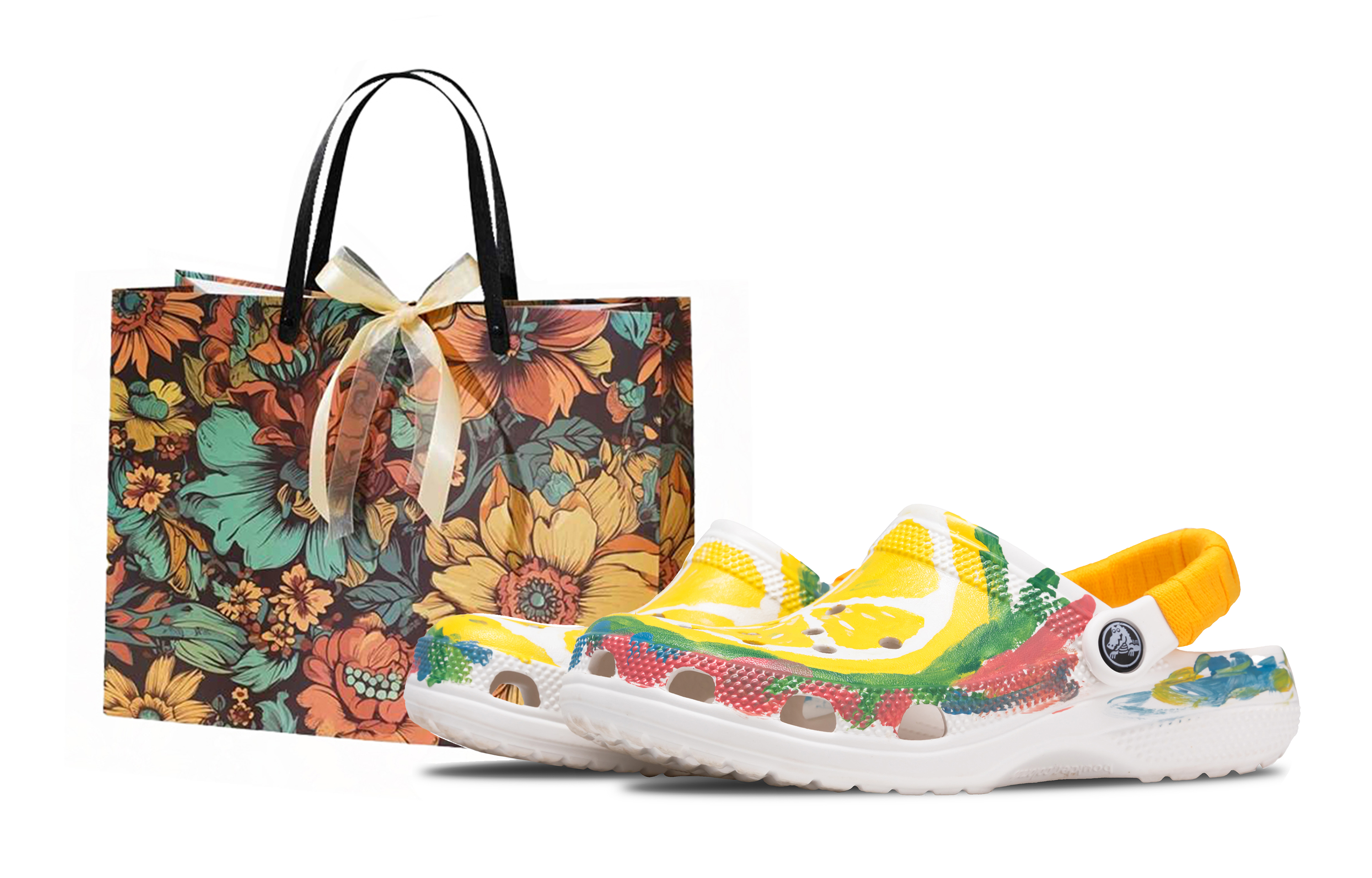 Классические летние сабо Funi, сабо-сабо унисекс, желтые Crocs, Lemon (Shopping Bag)