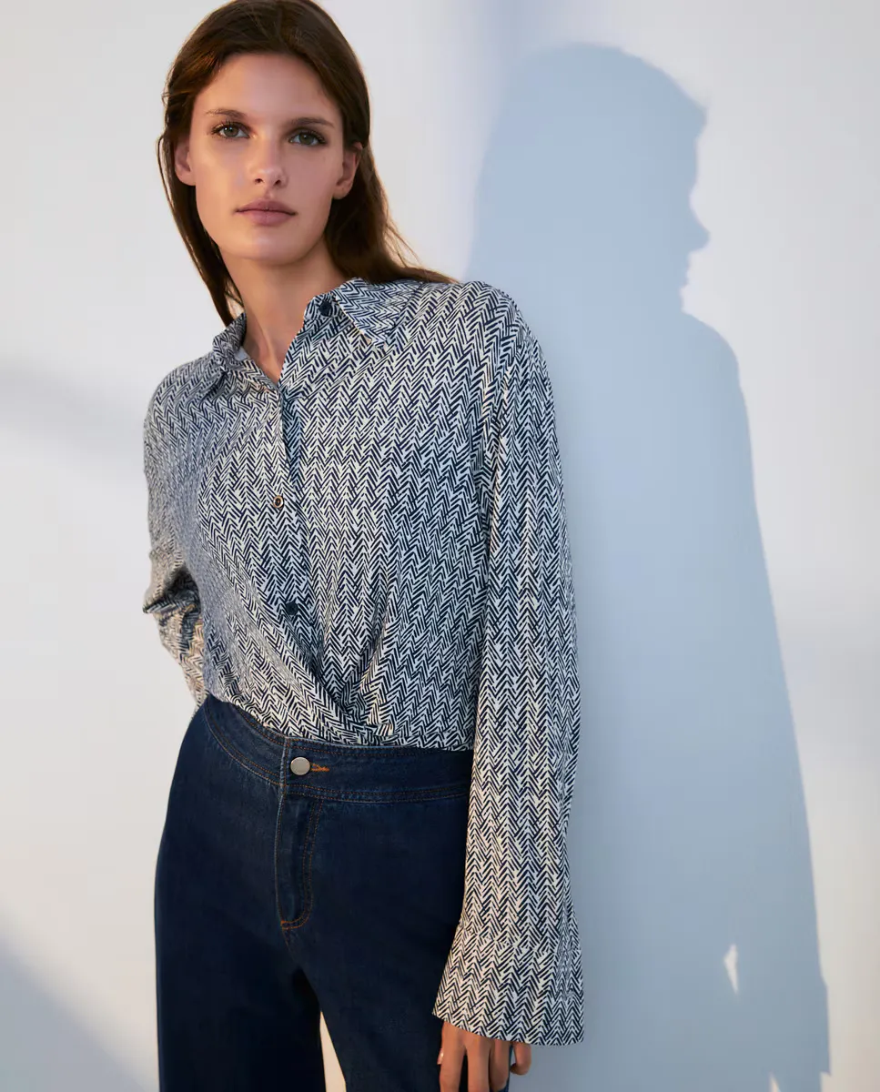 

Блузка с длинными рукавами и карманами Woman El Corte Inglés, синий