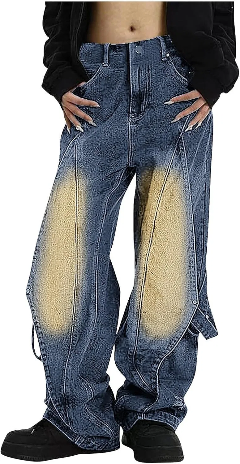 Джинсы свободные, cargo, Straight Leg Trouser, синие — фото 2