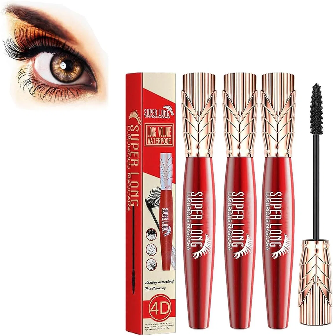 Тушь для ресниц 4D Silk Fiber Mascara, водостойкая, черная, 3 шт, Wbllgg