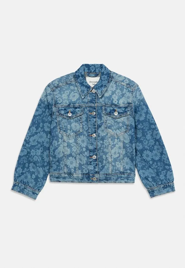 Джинсовая куртка оверсайз с цветочным принтом Abercrombie & Fitch, Blue — фото 3