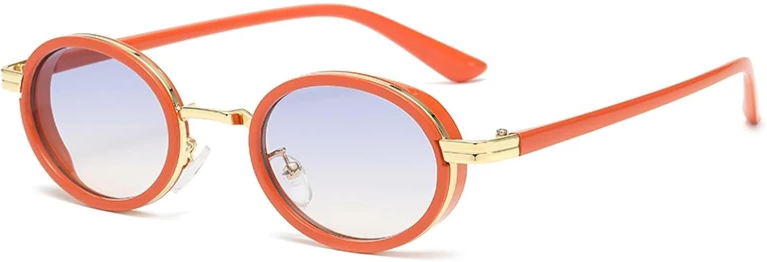 

Солнцезащитные очки с защитой от УФ-излучения UV400 | Овальная металлическая оправа в стиле панк | Для женщин и мужчин, для занятий спортом на открытом воздухе и вождения DSVIGF, Orange Blue