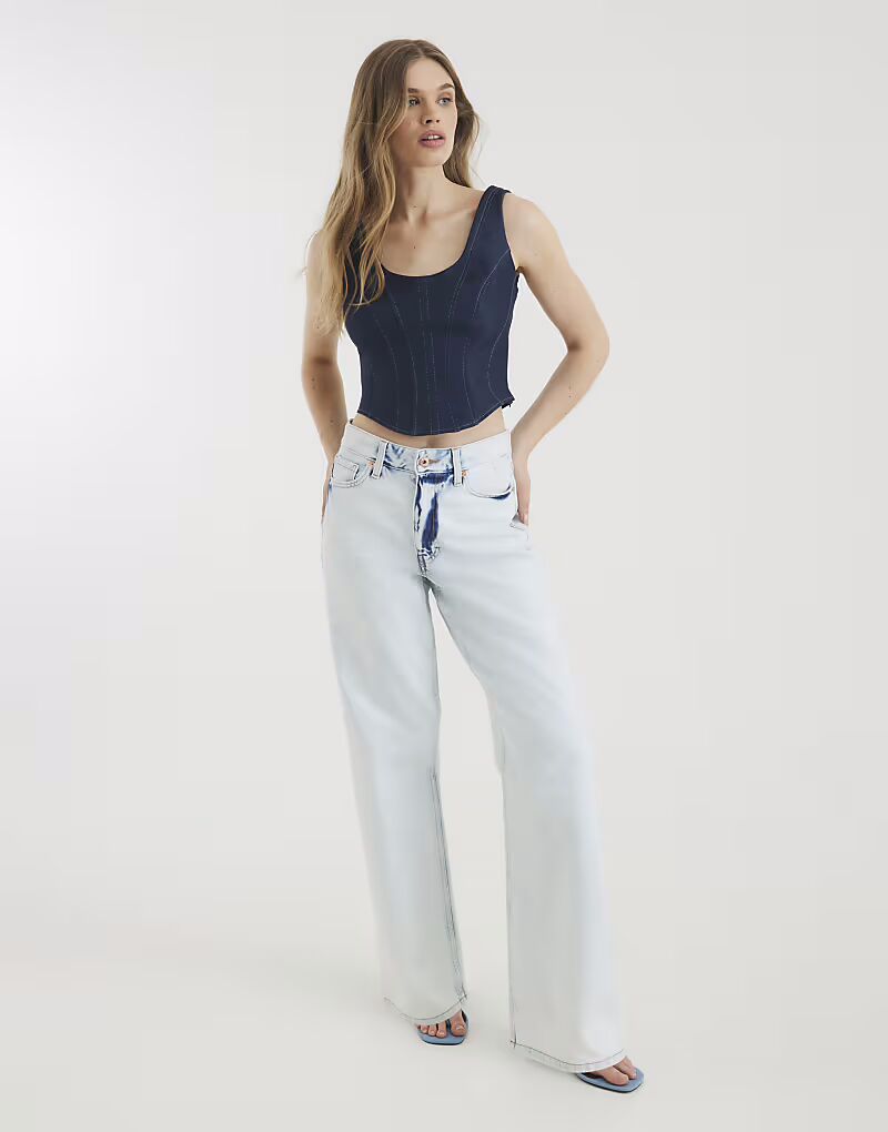 

Джинсы River Island Bleached свободного кроя прямого кроя цвета экрю