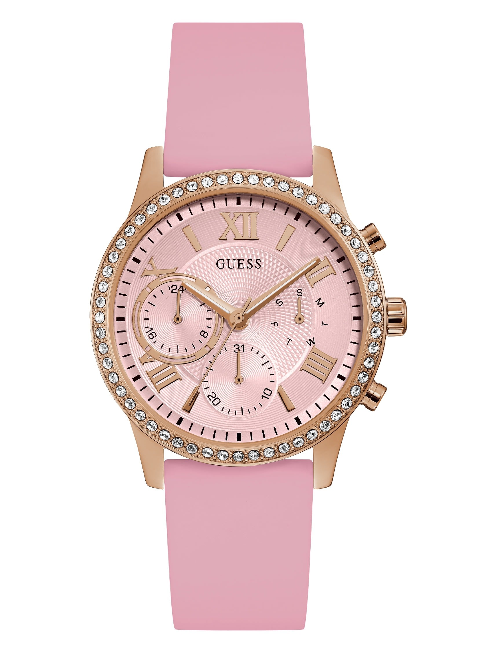 

Многофункциональные часы из силикона розового золота и румян Guess Factory