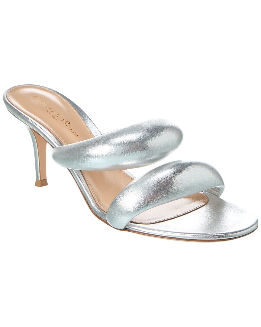 Кожаные сандалии Gianvito Rossi Bijoux Slide 70, серебро — фото 2