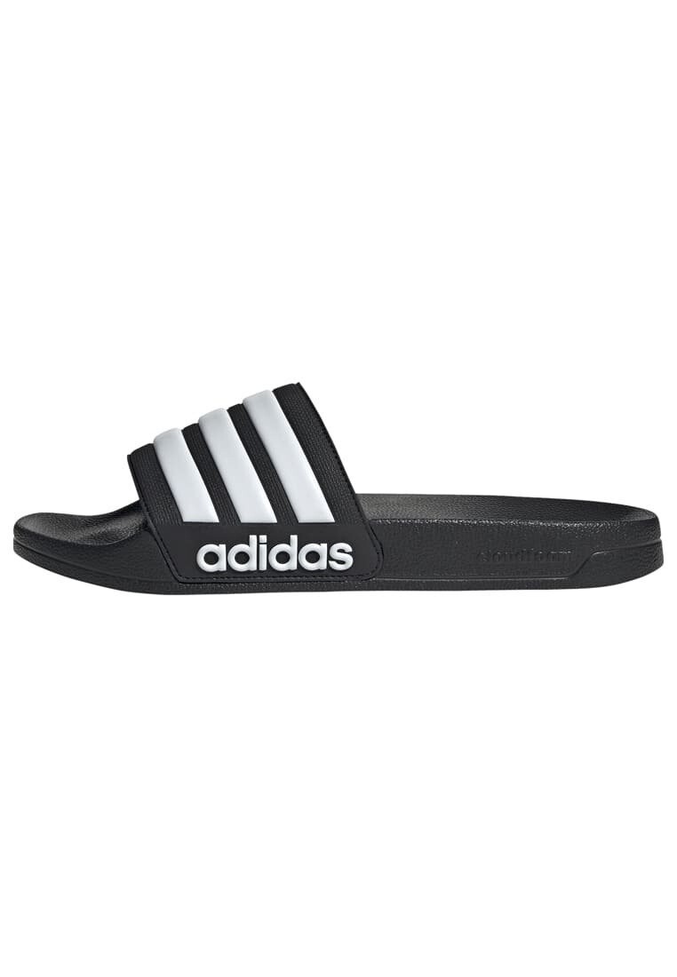 Шлепанцы женские Adidas с полосками и логотипом бренда, черный