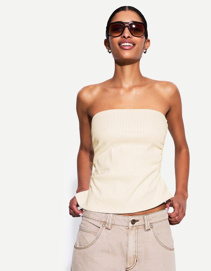

Эластичный топ-бандо Bershka, бежевый