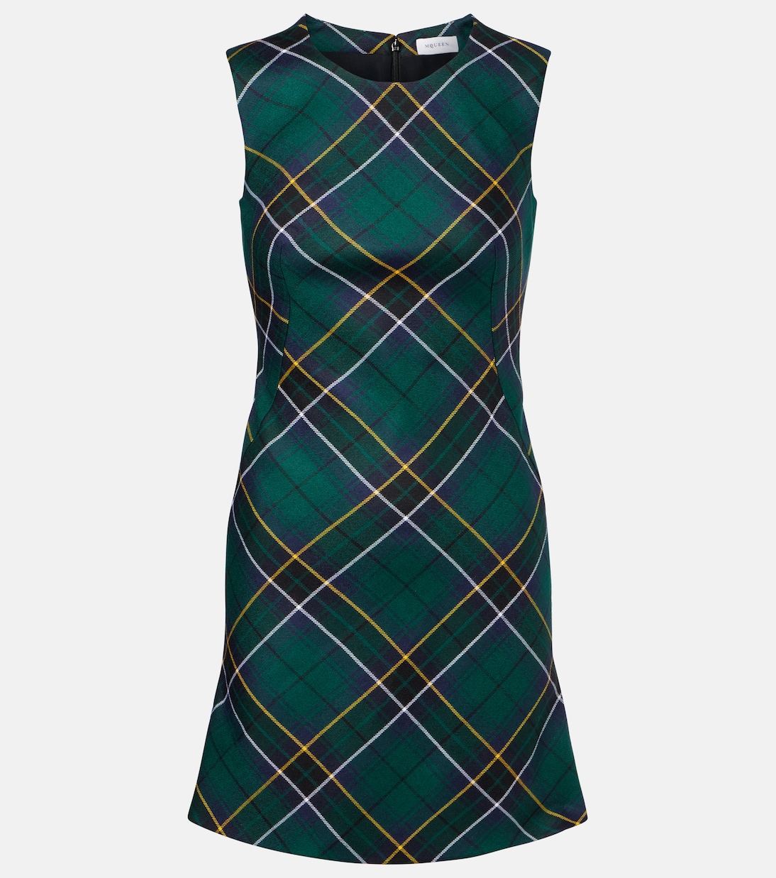 

Мини-платье из шерсти в клетку McQueen, Navu-Green-Yellow