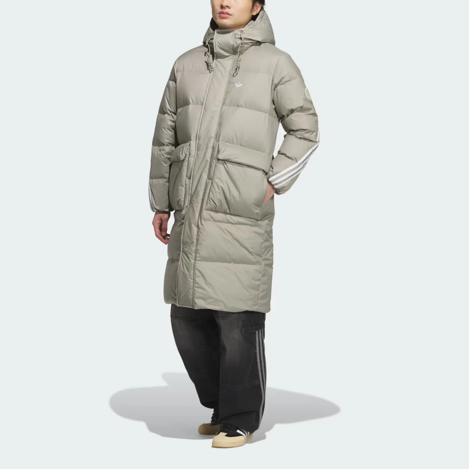 Пуховик FW25 Long Down Jacket Unisex Adidas Originals, серебристо-серый — фото 4