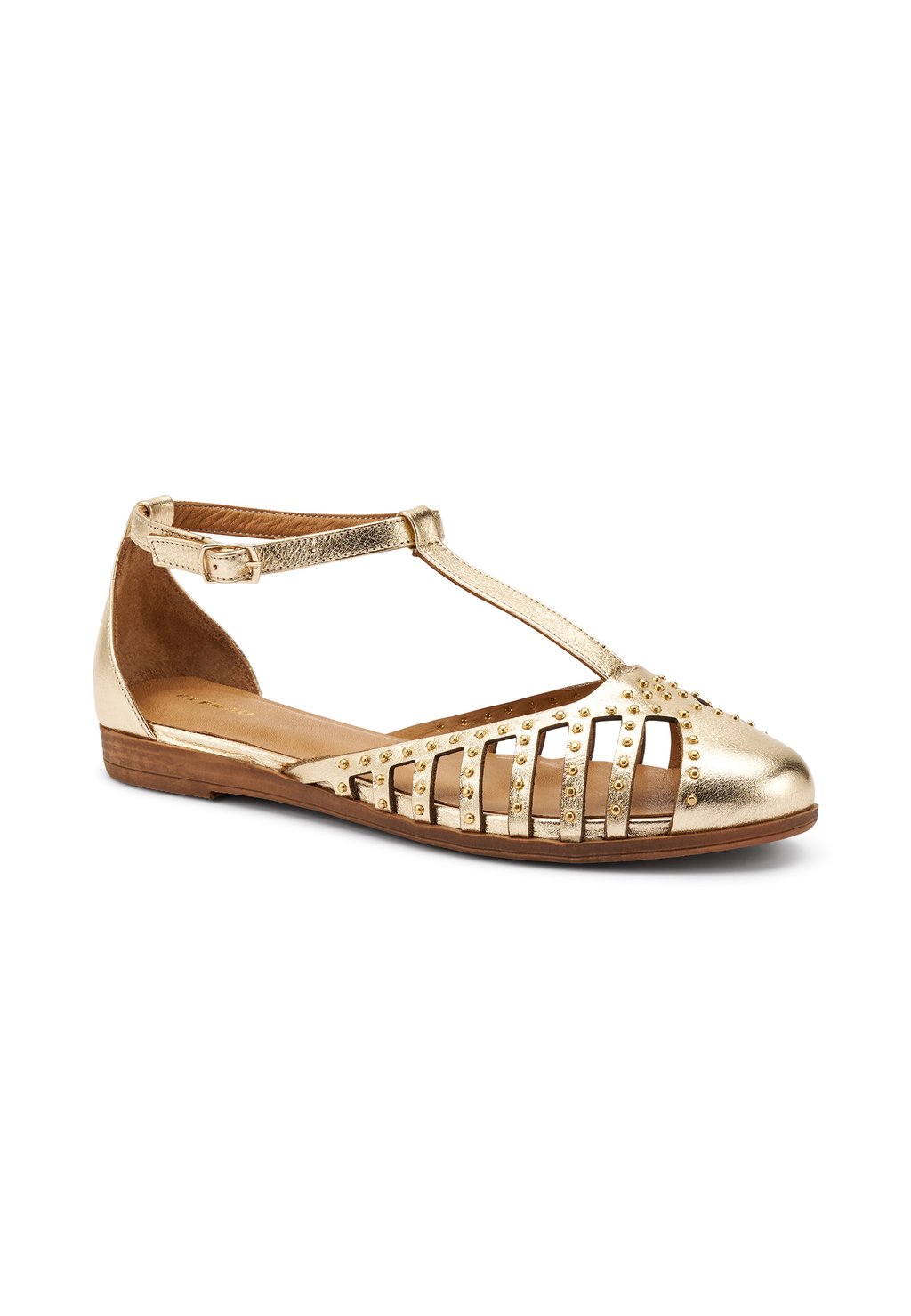 Балетки с ремешком LAMINATED WITH STUDS Frau Shoes, золотой — фото 3