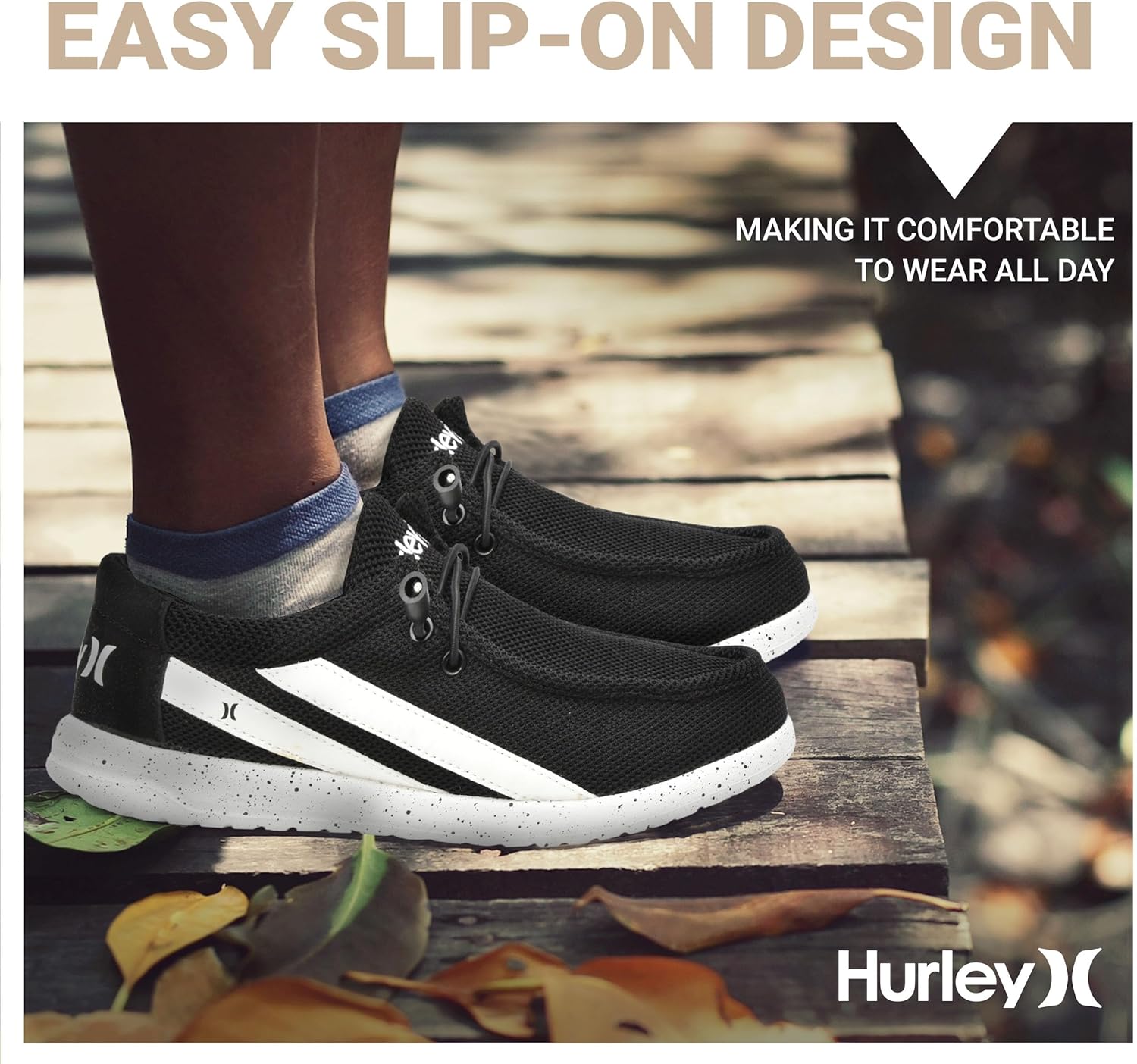 Детские кроссовки Hurley с эластичными шнурками, белый/черный — фото 4