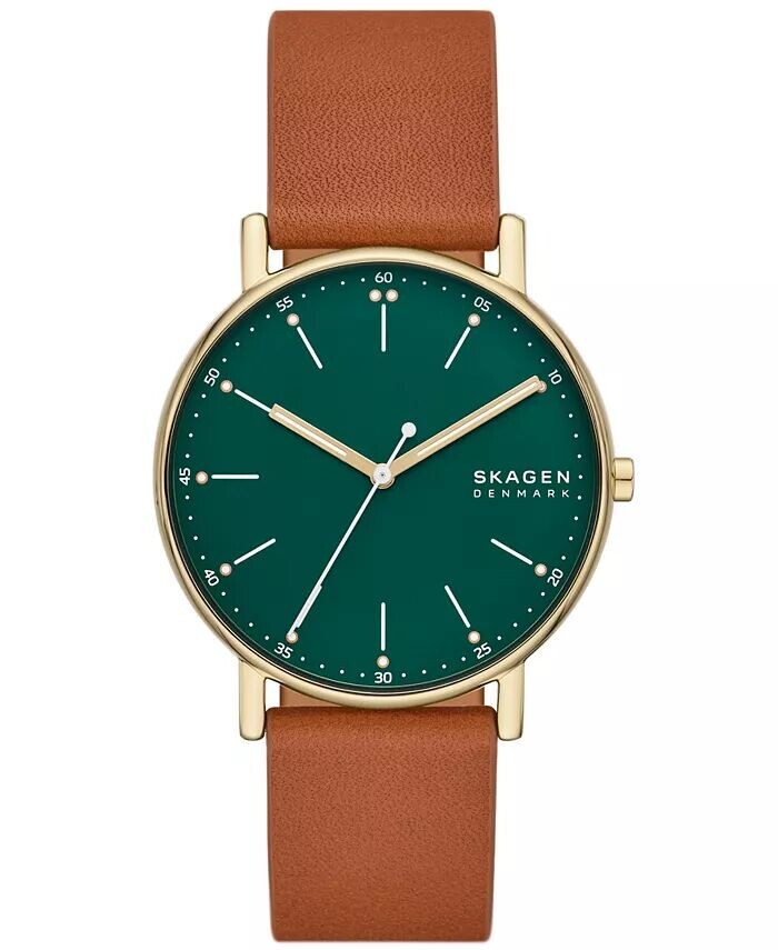 

Мужские фирменные три руки коричневые кожаные Pro-Planet 40 мм Skagen, коричневый