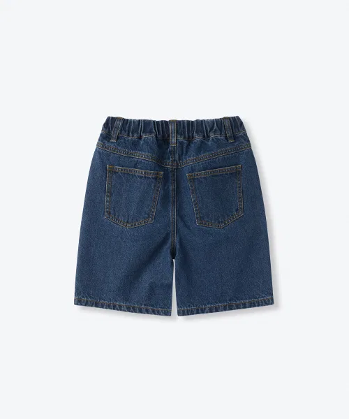 Детские шорты MUSINSA STANDARD KIDS широкие из хлопка мидиум индиго — фото 3