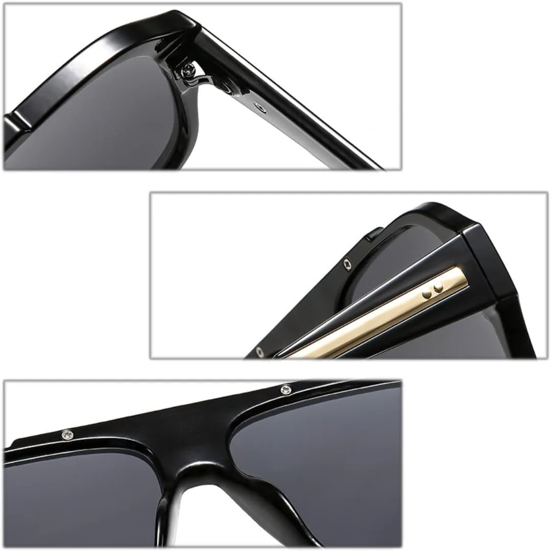 

Солнцезащитные очки для мужчин и женщин - защита UV400 - градиентный панк-желтый цвет Rivets для занятий спортом на открытом воздухе и вождения DSVIGF, Black Grey