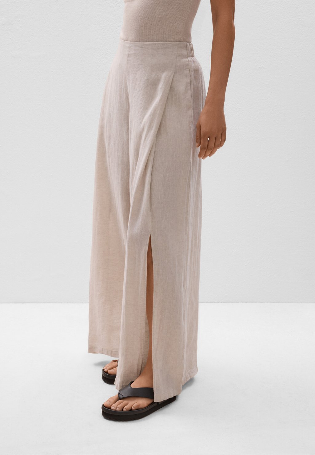 

Брюки LINEN WIDE-LEG SLIT OYSHO, цвет Stone