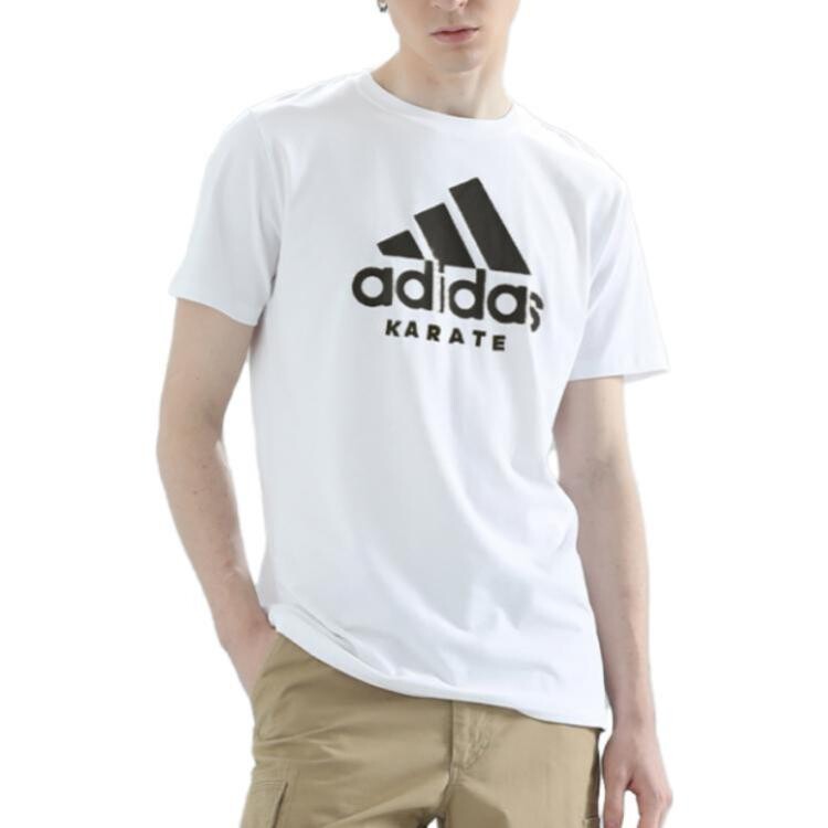 Футболка мужская черная этикетка на белом Adidas, черный — фото 2