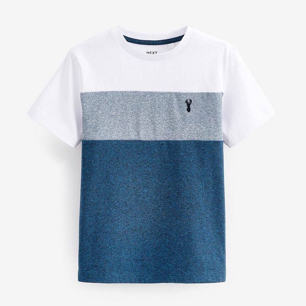 

Футболка NEXT с цветными блоками для мальчиков 4–12 лет, цвет White Blue Navy