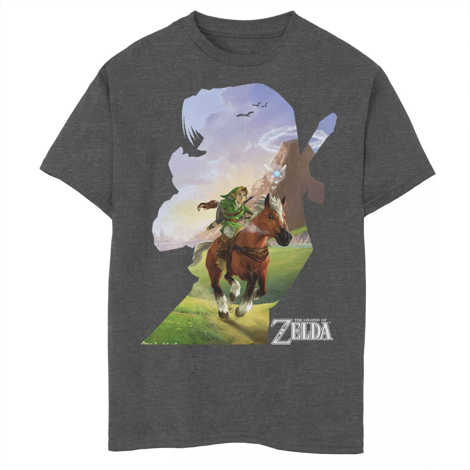 

Футболка с рисунком силуэта Nintendo Zelda Link Epona Ride для мальчиков 8–20 лет Licensed Character