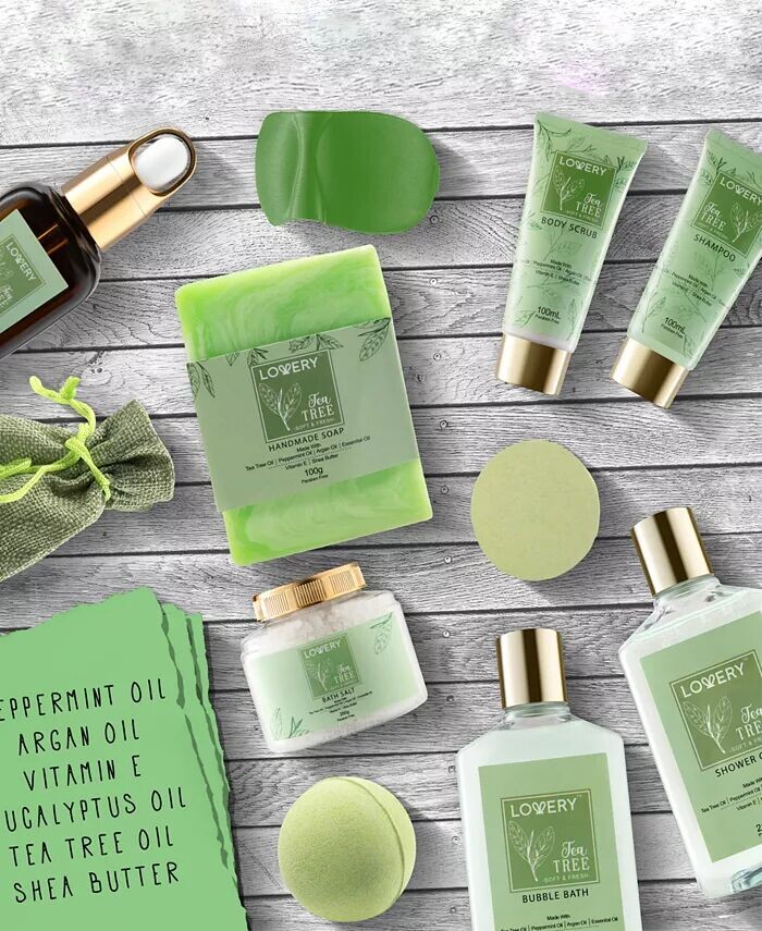 Подарочный набор для ухода за телом Tea Tree Home Spa, подарочная корзина для натуральной ванны, 15 предметов Lovery — фото 2