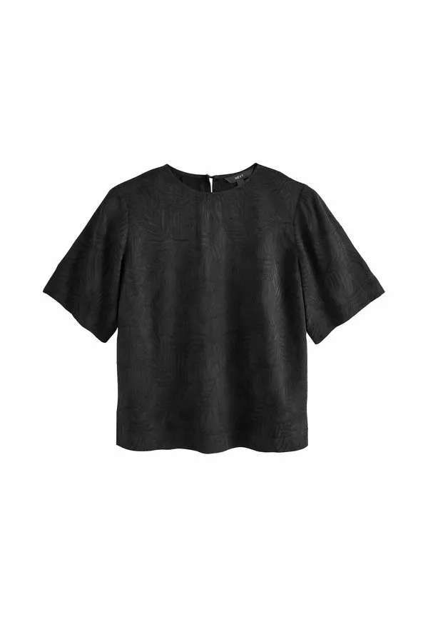 Блузка прямого кроя с коротким рукавом и листьями Next, Black — фото 4