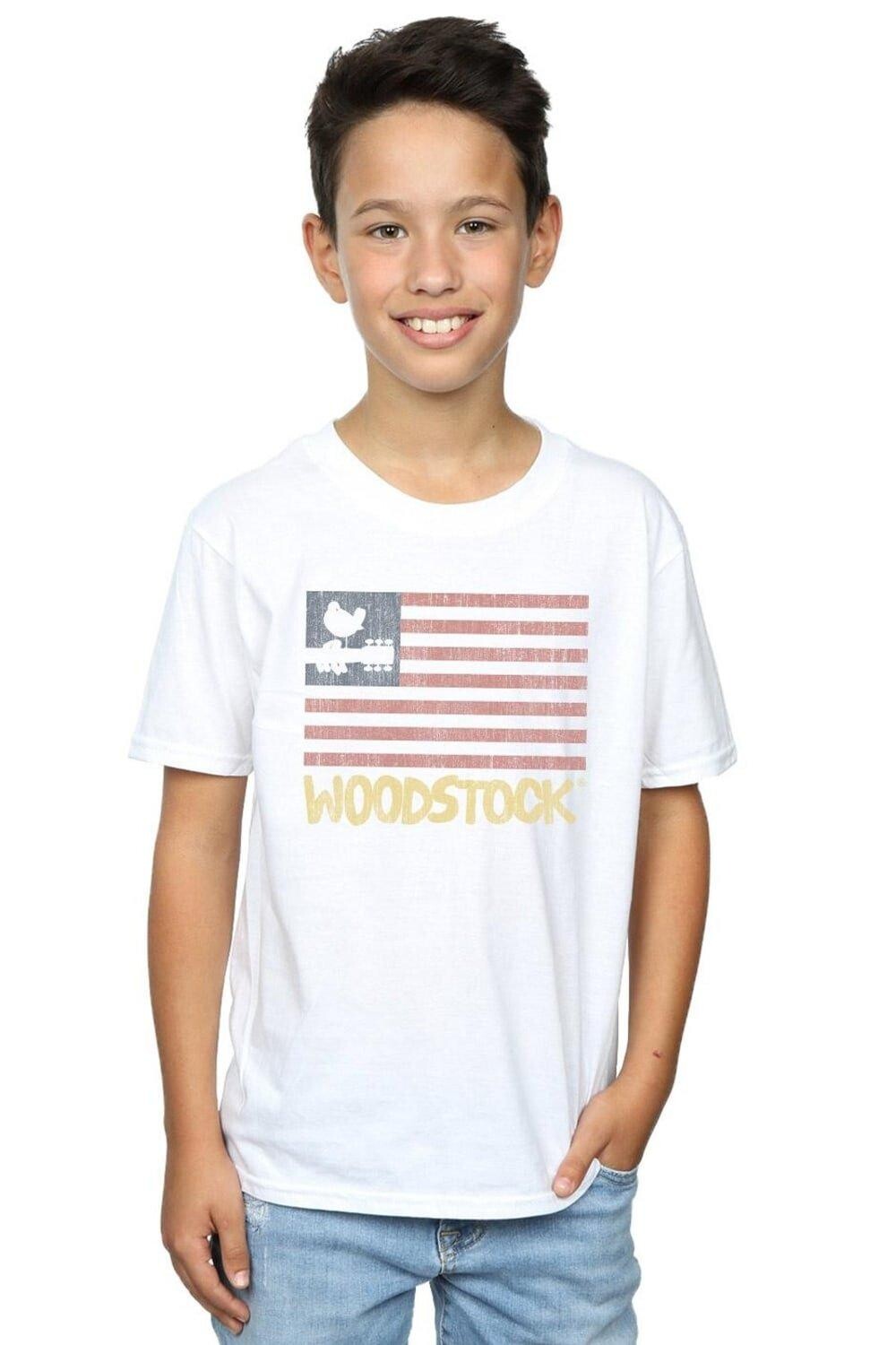 

Футболка с потертым флагом Woodstock, белый