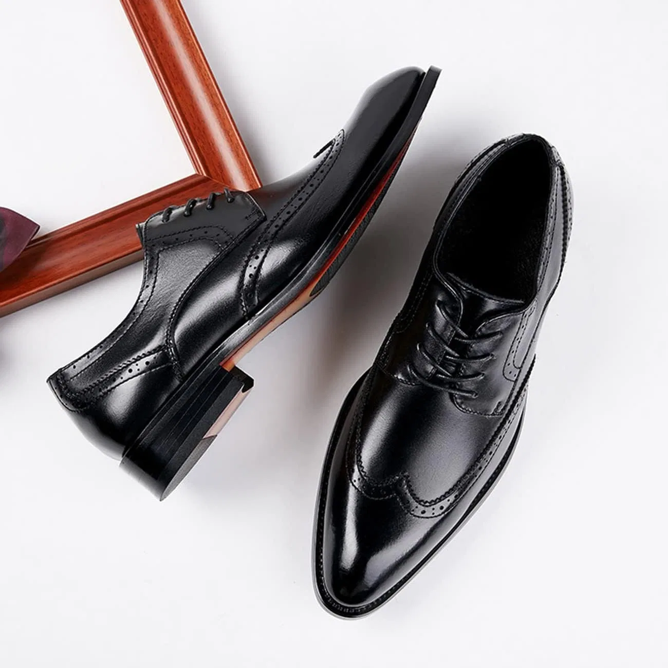 YUHAI Классическая форма Herrenschuhe zum Schnüren, Броги, Дерби, Бизнес-Kleiderschuhe, Черный-43 (UK8.5) — фото 3