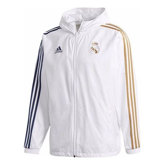 

Куртка real windbreakr silk screen real madrid soccer/football sports jacket white Adidas, белый