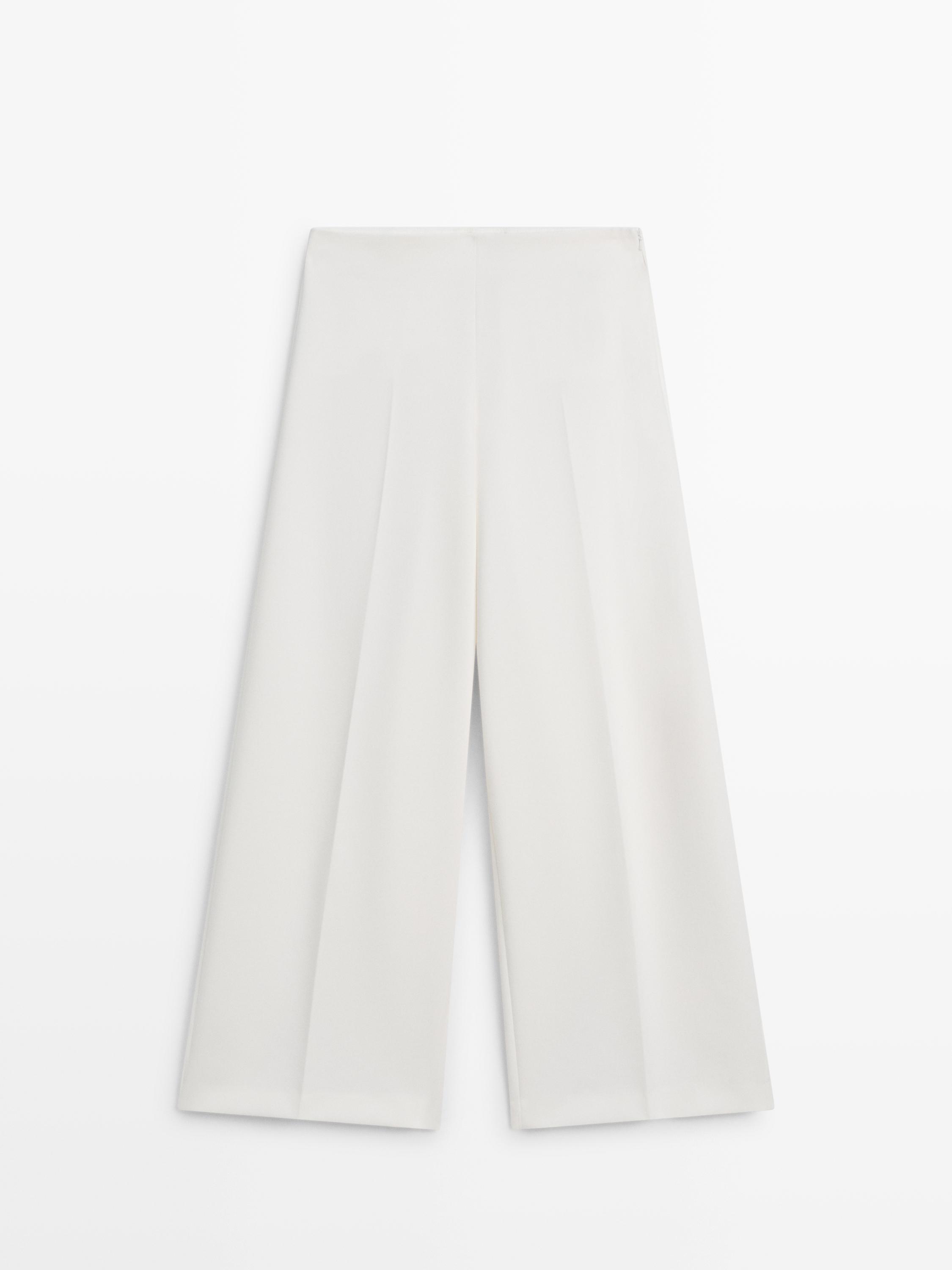 Объемные брюки с широкими штанинами Massimo Dutti, cream — фото 2