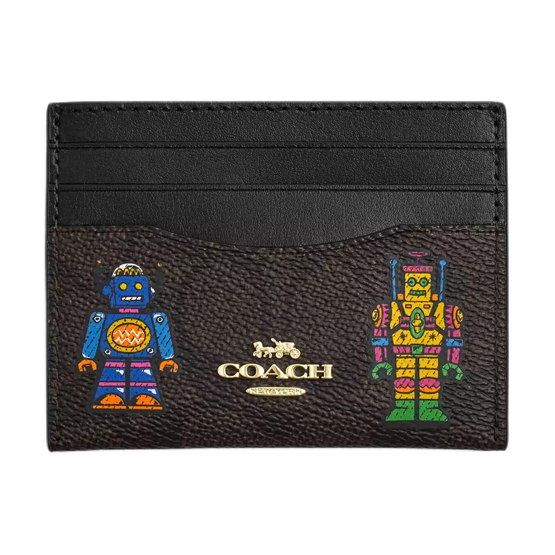 

Коучированный канвас картхолдер мини women's walnut COACH, Walnut