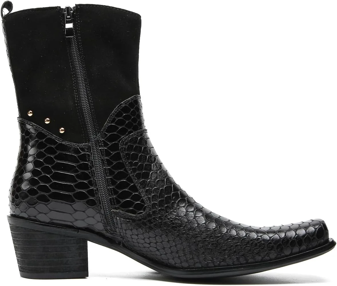 

Мужские ковбойские ботинки Santimon для вечеринок, повседневные, с пуговицами, мотоциклетные, модные западные челси, высокие ботинки для мужчин, черный