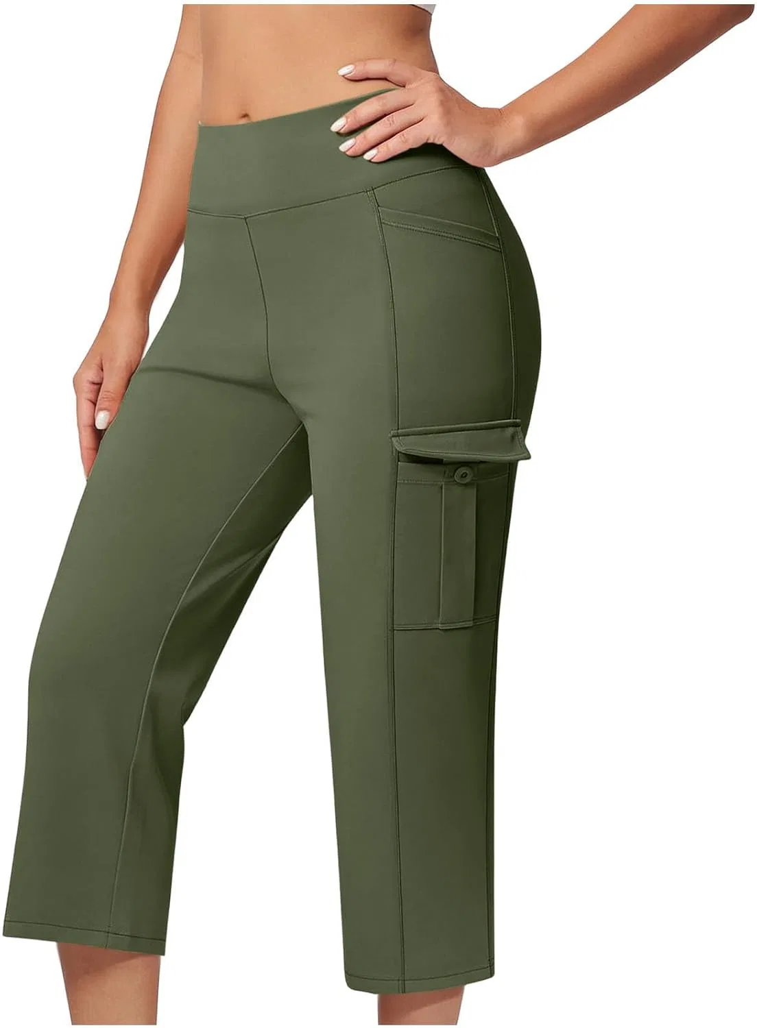 Женские капри Yoga Capri Pants с карманами, Green — фото 2