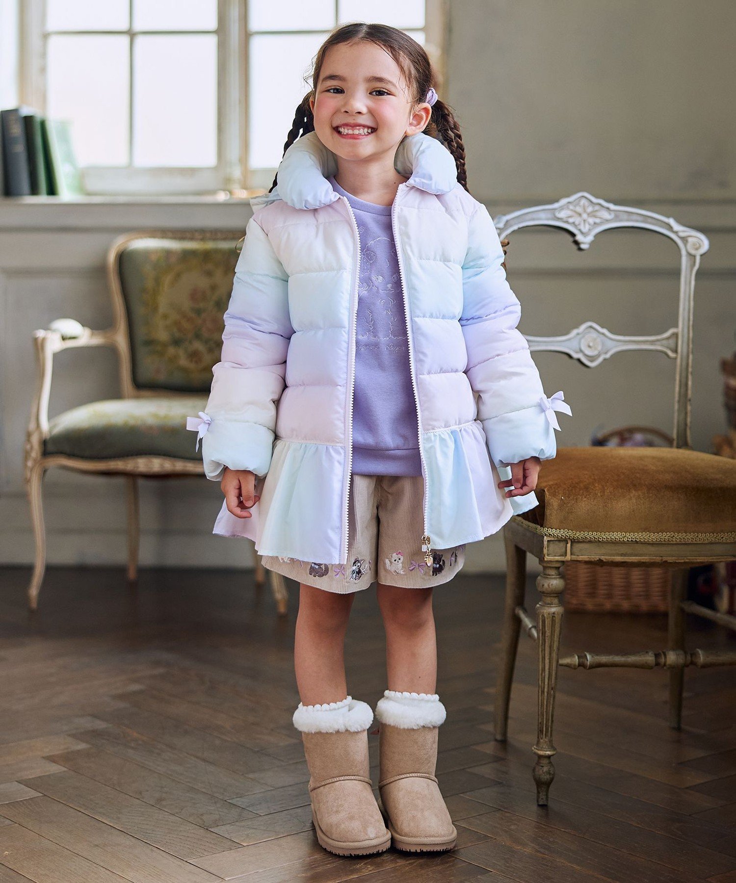 Вельветовые шорты с вышивкой в виде кошки ANY KIDS, Beige [033] — фото 3