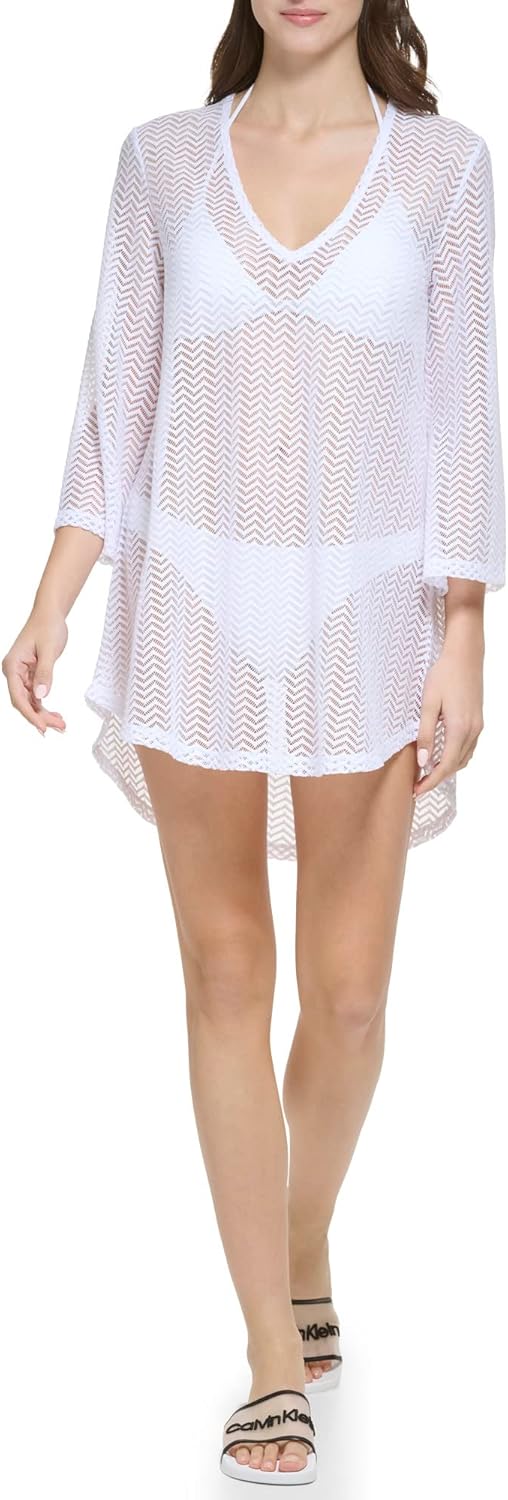 

Женский сетчатый пуловер Calvin Klein с рукавами 3/4, платье-пляж, накидка, Soft White, Белый, Женский сетчатый пуловер Calvin Klein с рукавами 3/4, платье-пляж, накидка, Soft White