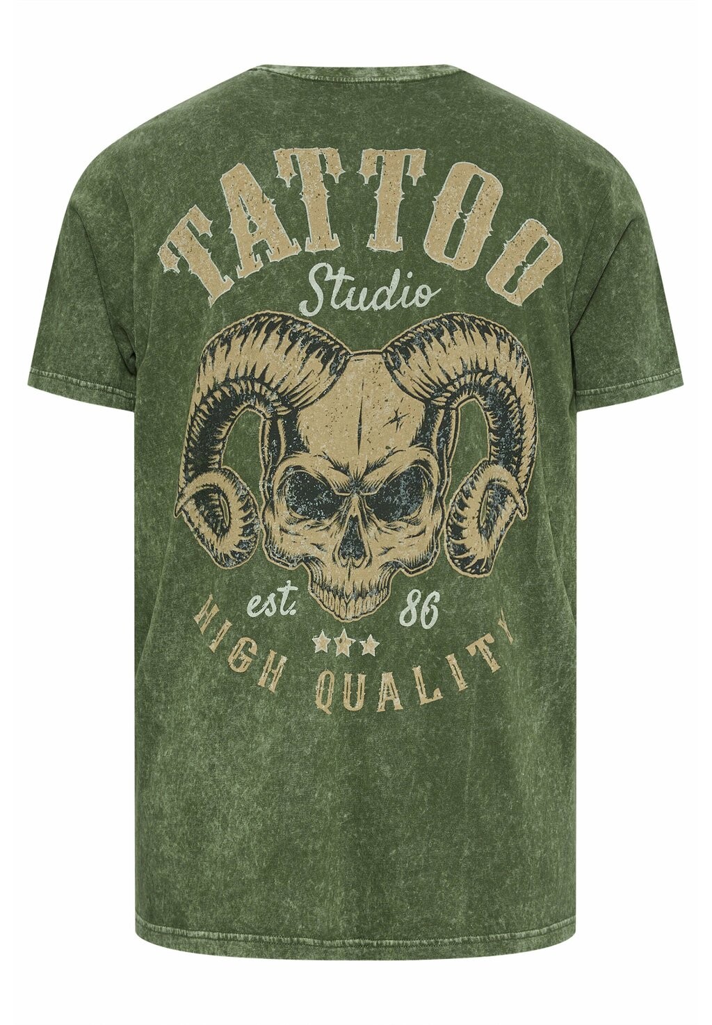 

Футболка с принтом ACID WASH TATTOO STUDIO BadRhino, хаки