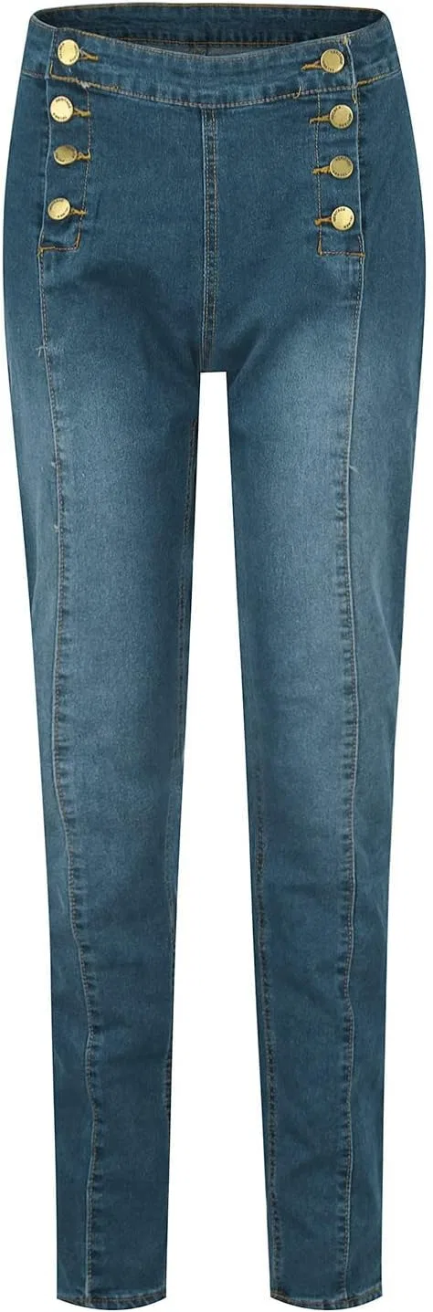 Джинсы скинни High Waisted 15-blue — фото 4