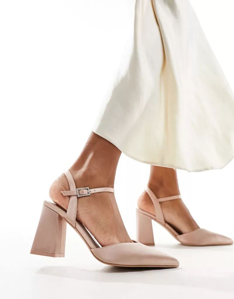 Be Mine Bridal Frankie нежно-розовые атласные туфли на каблуке с украшением