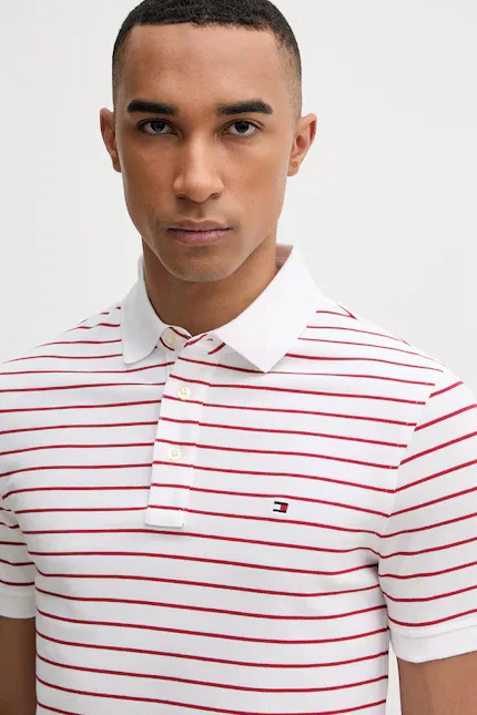 Поло хлопковое Tommy Hilfiger, красный — фото 4