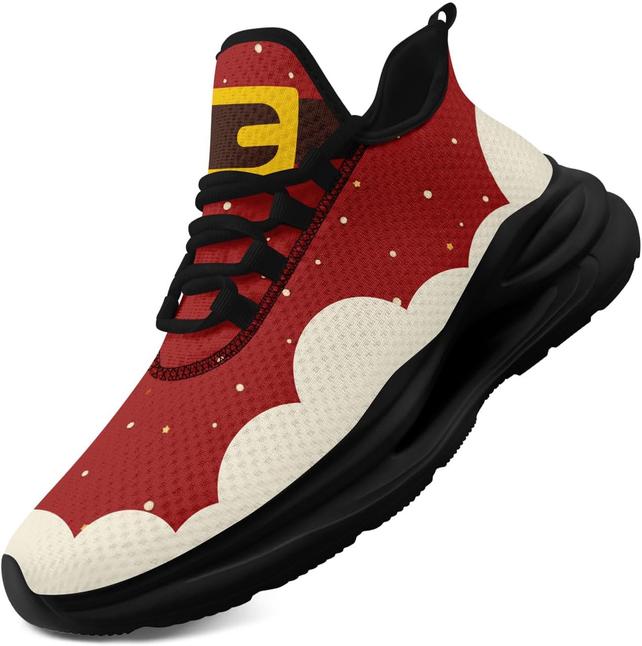 

Легкие кроссовки AWSOLE для бега на Рождество для мужчин и женщин с дышащей сеткой, спортивные и ходовые тренеры, черный/красный/бежевый