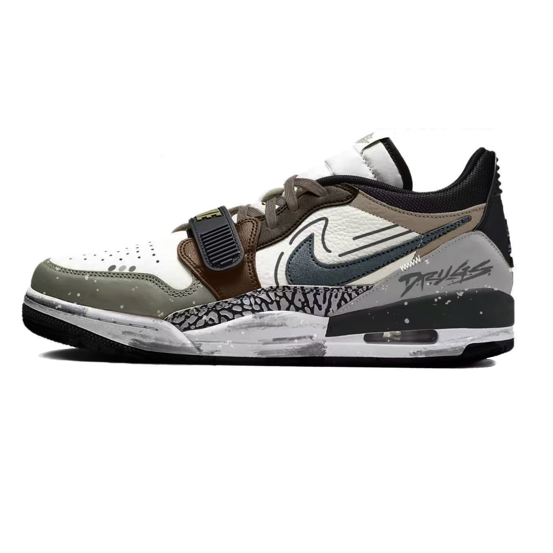 

Легкие гравийные кроссовки Legacy 312 Fantasy с устойчивостью к истиранию, низкие винтажные баскетбольные, мужские, коричневые Jordan, белый зеленый