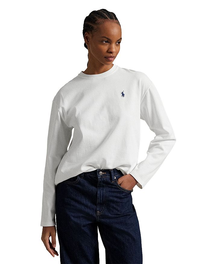

Хлопковая футболка с длинным рукавом Ralph Lauren, белый