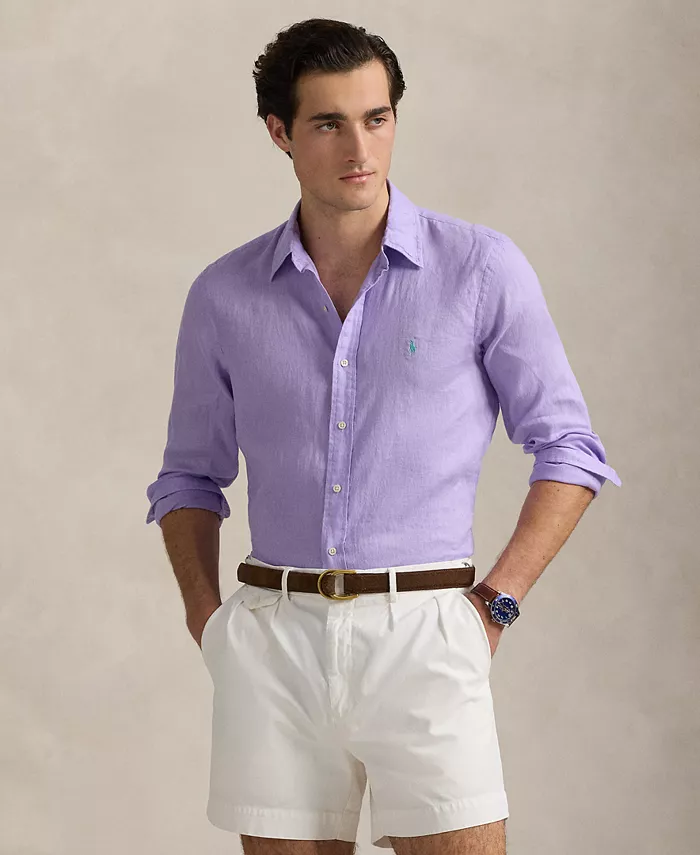 

Мужская льняная рубашка классического кроя Polo Ralph Lauren, фиолетовый