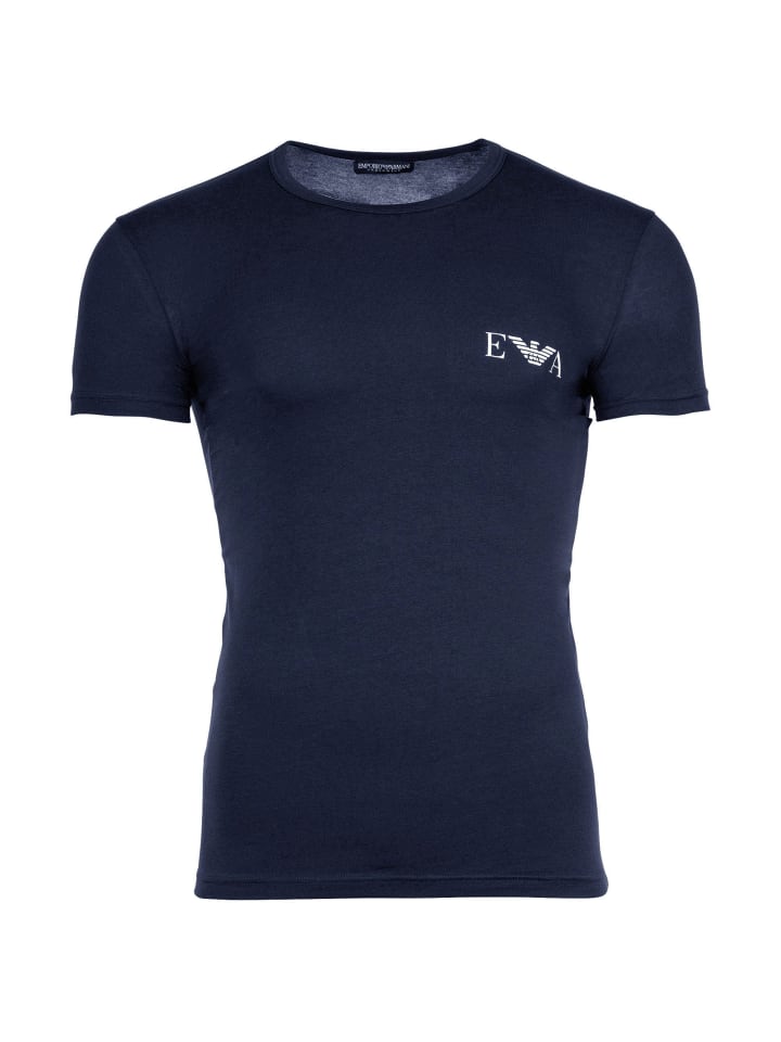Emporio Armani Комплект из двух футболок белого и синего цвета — фото 2