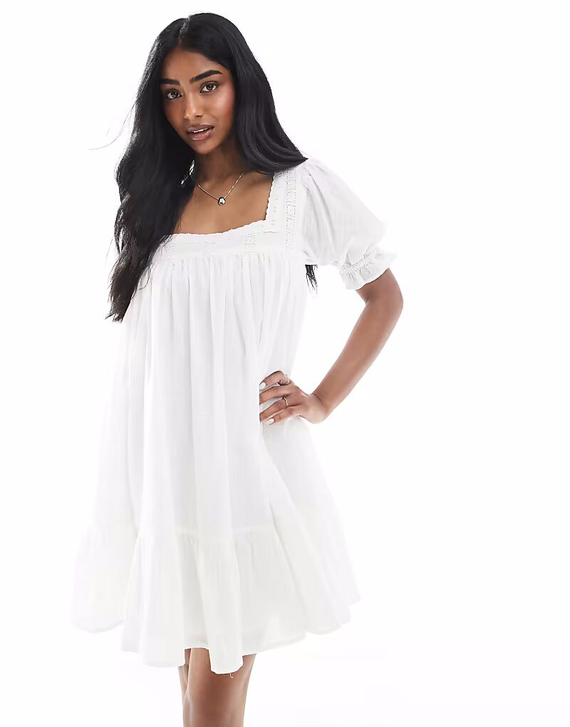 

Платье-халат Miss Selfridge из вуали белого цвета