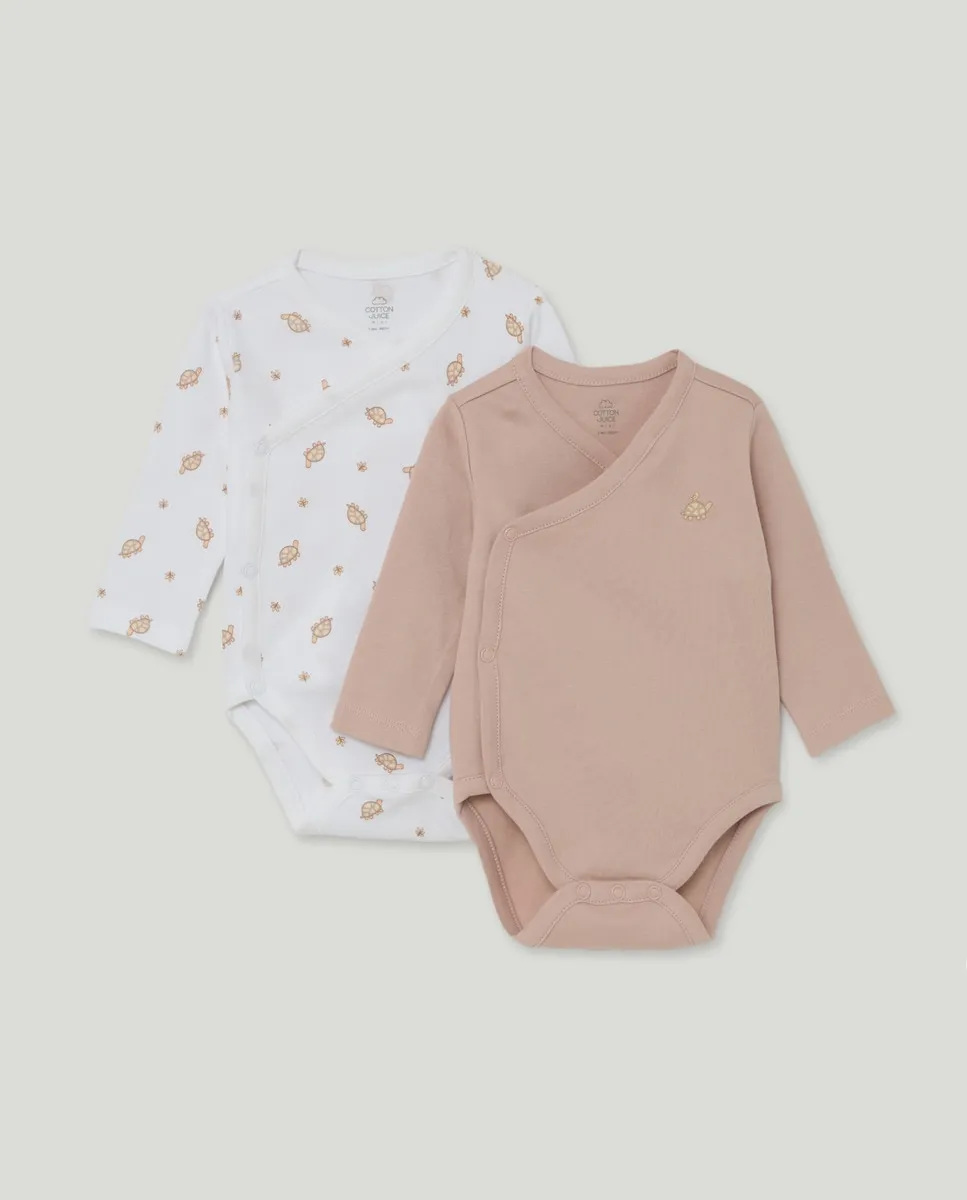 

Пакет из двух боди для новорожденных с длинным рукавом Cotton Juice, розовый