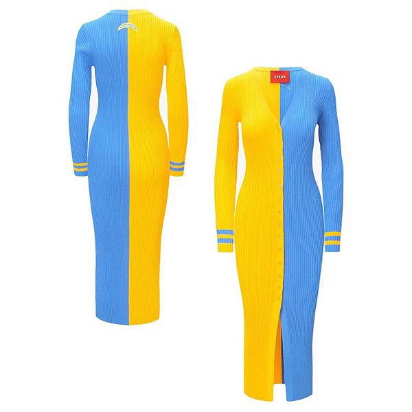 

Женское платье-свитер на пуговицах gold/powder blue los angeles chargers shoko knit Staud