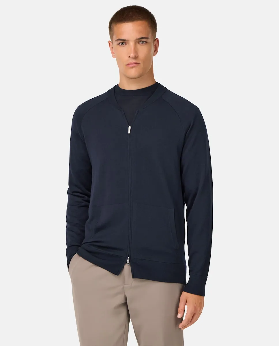 

Бомбер из мериносовой шерсти Boggi Milano, темно-синий